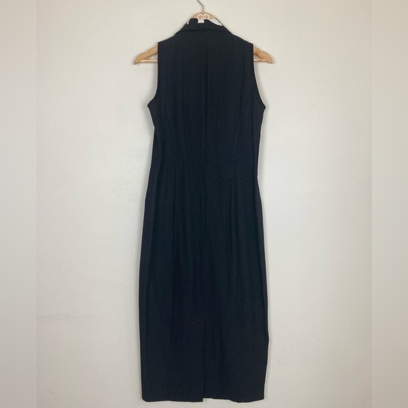 Vintage 90s sleeveless black blazer midi dress with zebra print collar. Size 10 - Picture 6 of 6